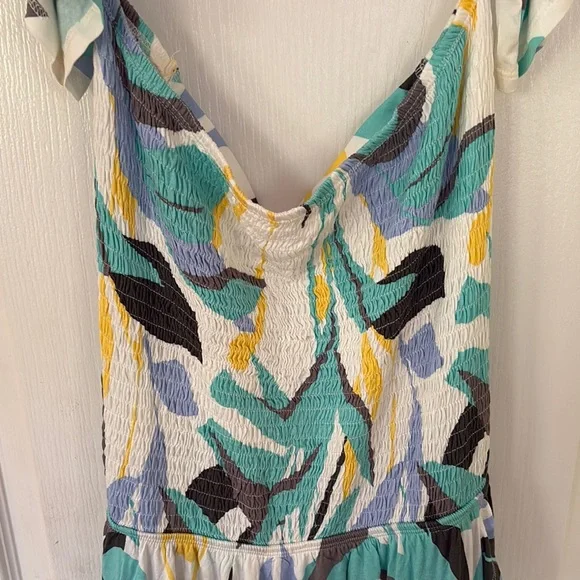 LASCANA Floral Ruffle BOHO Maxi Tropical Dress size 10 stretchy backless flowy - Picture 5 of 14